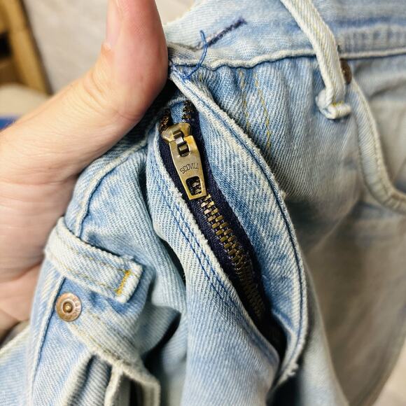 Sears Roebuck Denim Blue Jeans Light Wash Stains Distressed Faded Vintage 1970s - Picture 9 of 10